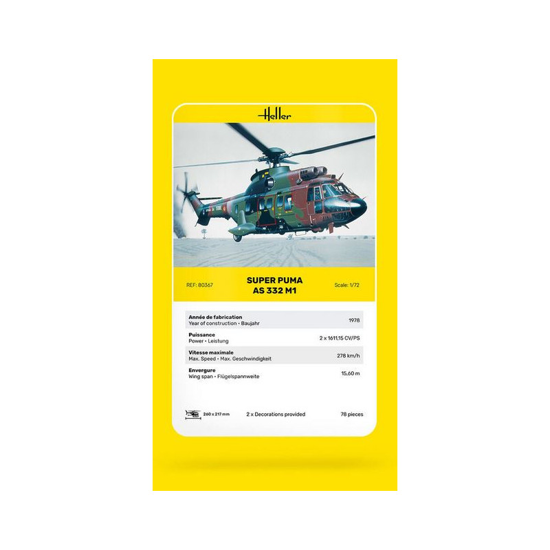 Hélicoptère Super Puma AS 332 M1 1/72 80367-Maketis