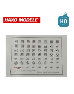 Planche panneaux fixes limitation de vitesse (TIV, R, Z, etc) HO Haxo Modèle HM45033  - Maketis