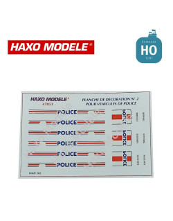 Planche décos véhicules de Police n°2 modernes HO Haxo Modèle HM47053  - Maketis