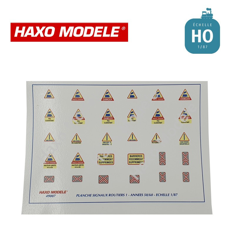 Planche panneaux routiers PN non gardé HO Haxo Modèle HM49007 - Maketis