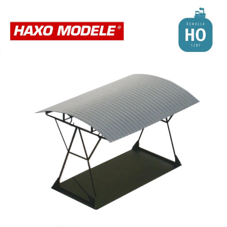 Abri à vélo toit arrondi en tôle ondulé + jeu de vélos HO Haxo Modèle HM49011/V  - Maketis