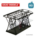 Abri à vélo toit arrondi en tôle ondulé + jeu de vélos HO Haxo Modèle HM49011/V - Maketis