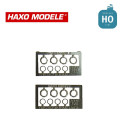 Cerclages phares à pincette + entourages feux rouge HO Haxo Modèle HM44139 - Maketis