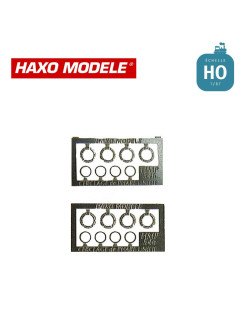 Cerclages phares à pincette + entourages feux rouge HO Haxo Modèle HM44139  - Maketis