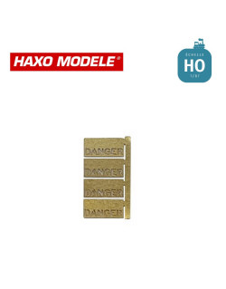 Plaque "DANGER" pour gabarit arceau tender 4 pcs HO Haxo Modèle HM44160