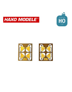 Plaque renfort d'angle avec crochet halage et main d'atteleurs 2 x 4 pcs HO Haxo Modèle HM44072  - Maketis