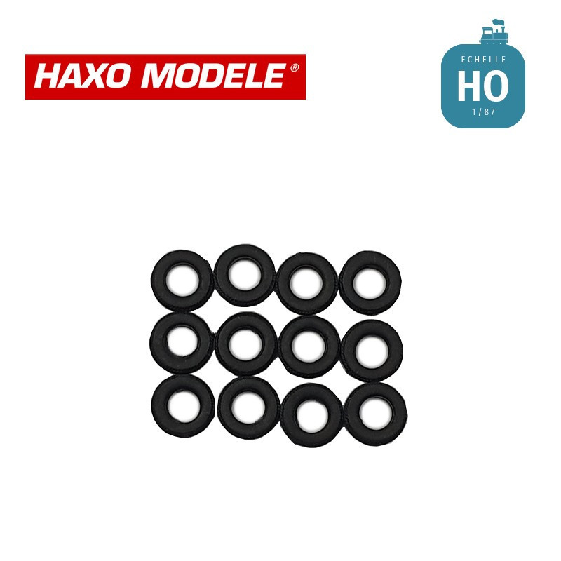 Pneus souples camion moyen tonnage ø 10,7 mm 12 pcs HO Haxo Modèle HM47035  - Maketis