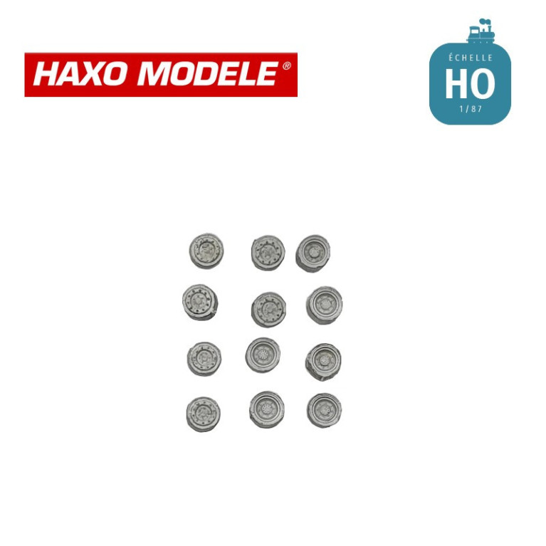 Jantes avant et arrière camions moyen tonnage type disque 12 pcs HO Haxo Modèle HM47037  - Maketis