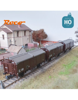 Coffret 3 Wagons à toit coulissant type Tms SNCF Ep III HO Roco 77020 - Maketis