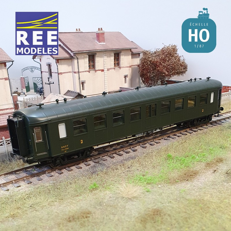 Voitures OCEM RA B9 toit vert SNCF EP IIIb HO REE VB-383-Maketis