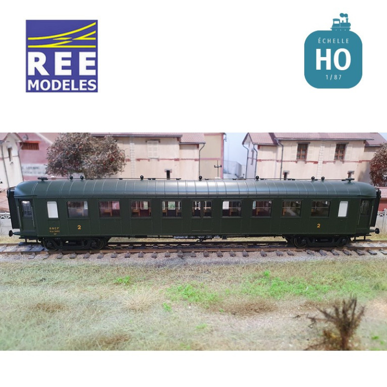 Voitures OCEM RA B9 toit vert SNCF EP IIIb HO REE VB-383-Maketis