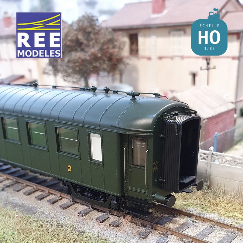 Voitures OCEM RA B9 toit vert SNCF EP IIIb HO REE VB-383-Maketis