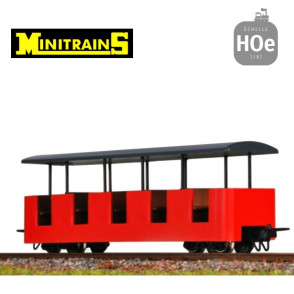 Voiture voyageur rouge pour locomotive Greif H0e Minitrains 5196 - Maketis