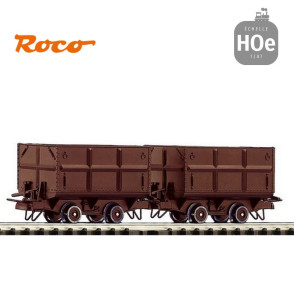 Set 2 wagons tombereau pour voie étroite HOe Roco 34499 - Maketis