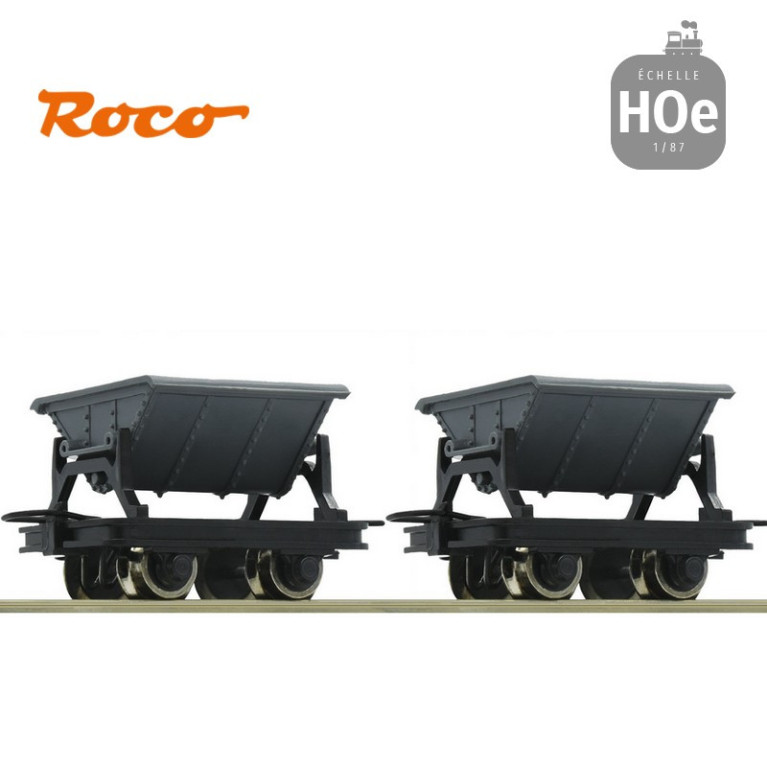 wagonnets à bennes basculantes pour voie étroite HOe Roco 34600 wagonnets à bennes basculantes pour voie étroite HOe Roco 34600