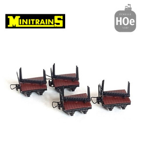 Set de 4 wagonnets transport de grumes H0e Minitrains 5109 - Maketis