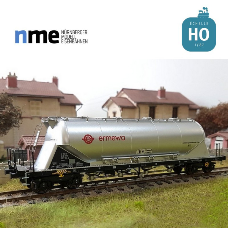 Wagon silo pulvérulents Uacns "Ermewa" argent Ep VI HO NME 503810-Maketis Wagon silo pulvérulents Uacns "Ermewa" argent Ep VI HO NME 503810-Maketis