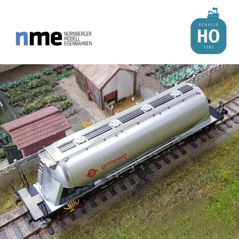 Wagon silo pulvérulents Uacns "Ermewa" argent Ep VI HO NME 503810-Maketis Wagon silo pulvérulents Uacns "Ermewa" argent Ep VI HO NME 503810-Maketis