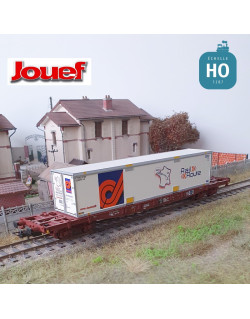 Wagon multimodal S70 Touax avec caisse mobile "Rail Route" Ep V HO Jouef HJ6243