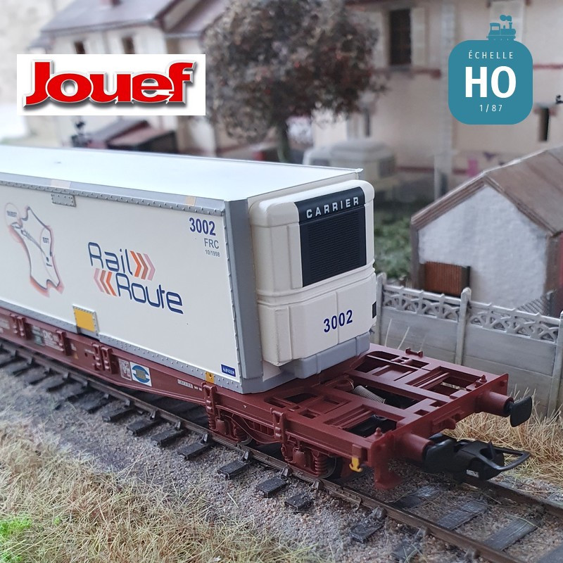 Wagon multimodal S70 Touax avec caisse mobile "Rail Route" Ep V HO Jouef HJ6243 - Maketis