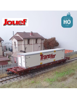 Wagon multimodal S70 Touax avec caisse mobile "Trans-fer" SNCF Ep V HO Jouef HJ6244