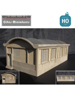 Atelier SNCF court - 4 grandes fenêtres carrées HO Cités Miniatures CMBF-001