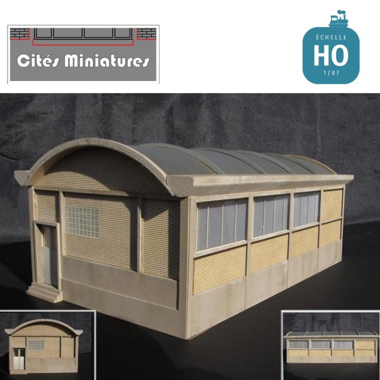Atelier SNCF court - 4 fenêtres rectangulaires HO Cités Miniatures CMBF-002