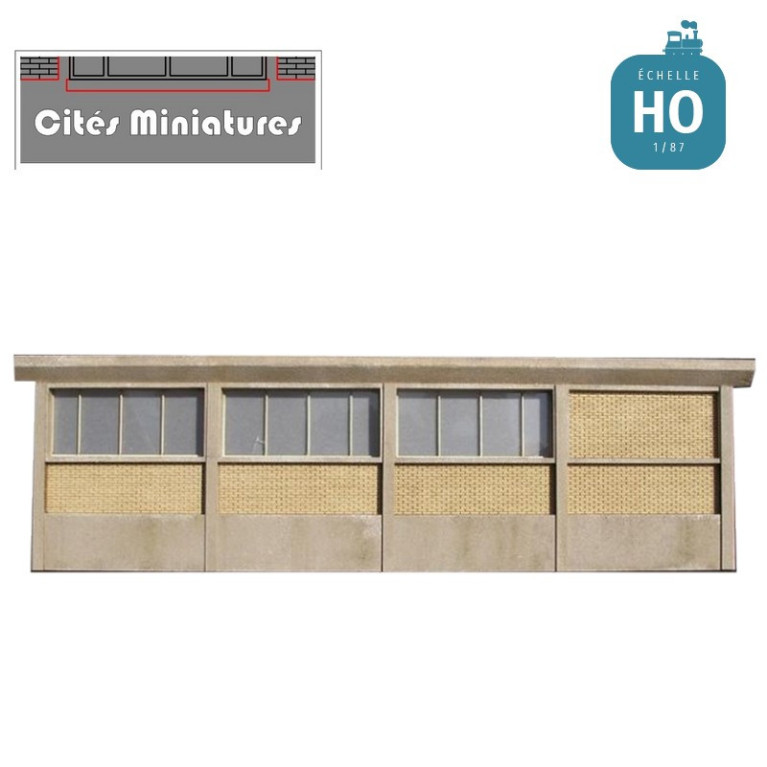 Façade Atelier SNCF - 3 fenêtres + mur aveugle HO Cités Miniatures CMBF-003F