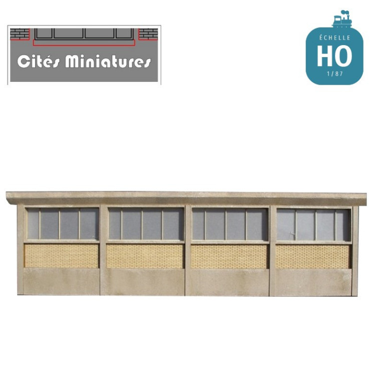 Façade Atelier SNCF - 4 fenêtres rectangulaires HO Cités Miniatures CMBF-002F