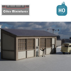 Appentis d'Atelier murs en crépi - Echelle HO Cités-Miniatures ED-028-2-HO V1
