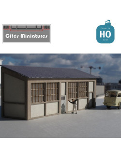 Appentis d'Atelier murs en briques - Echelle HO Cités-Miniatures ED-028-2-HO-V2