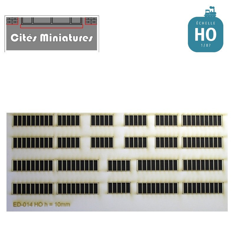 Fenêtres Usine hauteur 10mm (12+8) HO Cités Miniatures ED-014-10-HO