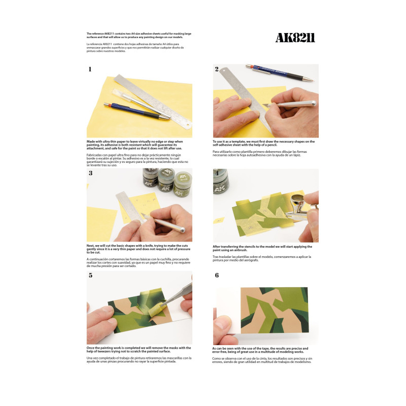 Feuille de masquage taille A4 (2 pièces) AK Interactive AK8211-Maketis