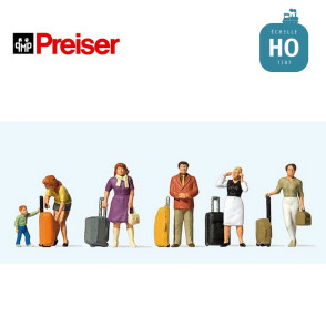 Voyageurs avec valises roulantes HO Preiser 10641 - Maketis