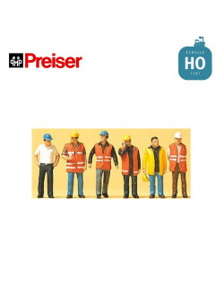 Ouvriers avec gilets de signalisation HO Preiser 10420 - Maketis