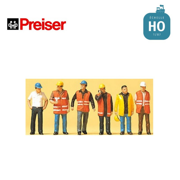 Ouvriers avec gilets de signalisation HO Preiser 10420 - Maketis