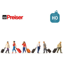 Voyageurs et valises à roulettes HO Preiser 10640 - Maketis