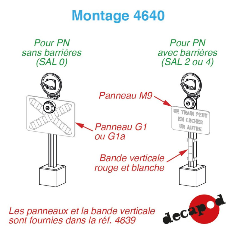 Feux de PN simples sur mât normal HO Decapod 4640-Maketis