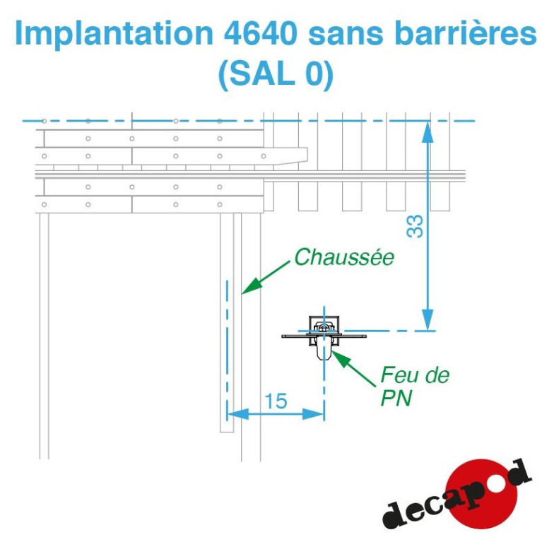 Feux de PN simples sur mât normal HO Decapod 4640-Maketis