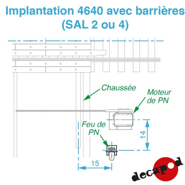 Feux de PN simples sur mât normal HO Decapod 4640-Maketis