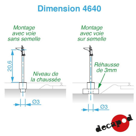 Feux de PN simples sur mât normal HO Decapod 4640-Maketis