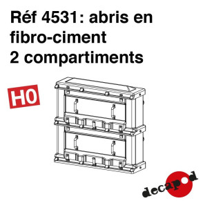 Abris en fibrociment 2 compartiments (2 pcs) HO Decapod 4531-Maketis