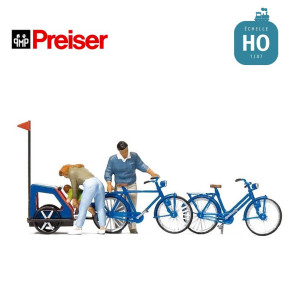 Famille va faire du vélo HO Preiser 10635 - Maketis