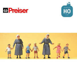 Soeurs protestantes enfants HO Preiser 10533 - Maketis