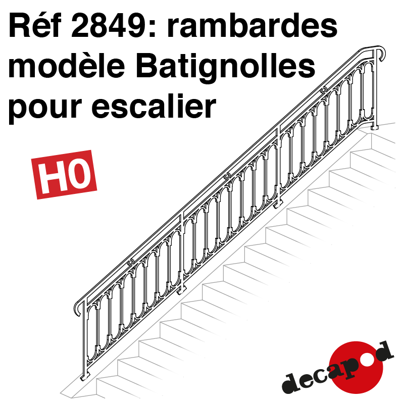 Rambardes modèle Batignolles pour escalier HO Decapod 2849 - Maketis