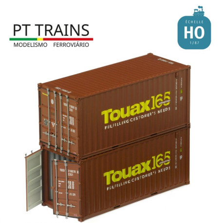 Coffret 2 containers 20' DV TOUAX 165e anniversaire HO PT TRAINS PT190016 - Maketis