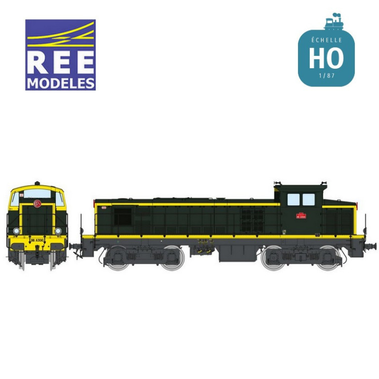 Locomotive Diesel BB 63010 vert/jaune châssis gris SNCF Ep IV Digital son HO REE JM-014S - Maketis