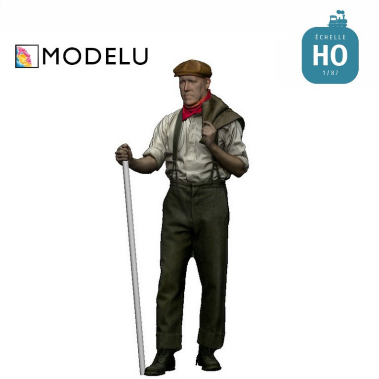 Ouvrier agricole avec veste sur l'épaule HO Modelu 1642-087 - Maketis
