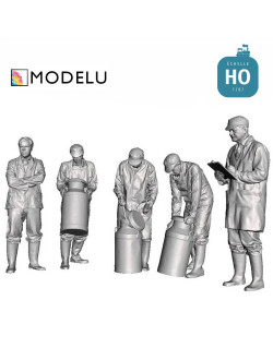 Set 5 ouvriers en crémerie HO Modelu 1499-087 - Maketis