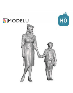 Femme avec un enfant Année 1940 HO Modelu 1552-087 - Maketis